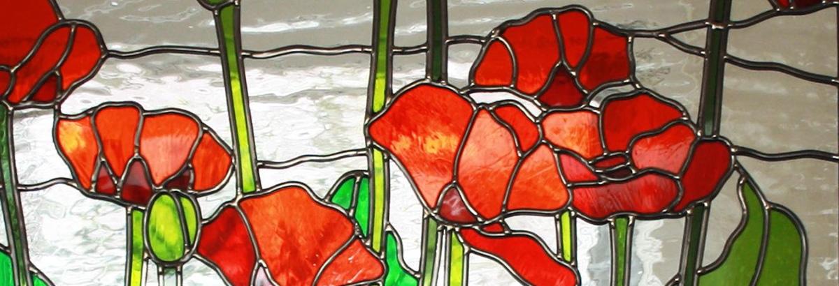 Glas in lood klaprozen